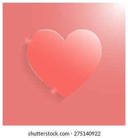 Background image of a glass heart pink color, vector illustration.