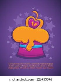 background with image of glossy cap cake