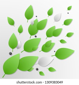 The background image of the green leaves. Backdrop for an article on ecology, clean products, spring or summer