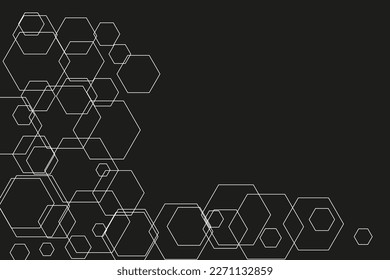 hexágonos de imagen de fondo sobre fondo negro de diferentes tamaños
