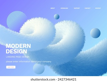 Background image illustration made up of curved twists and waves using gradient fur blends.