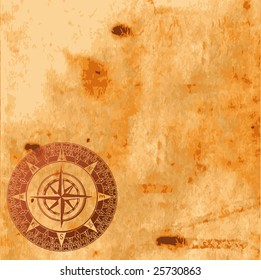 Background image with interesting old paper texture and compass