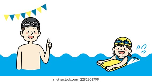 Background Image of Kid Swimming Lessons Teacher and Student