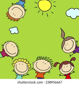 background with the image of laughing children