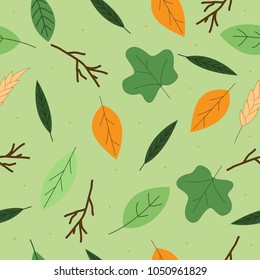 Background image with leaves arranged in the image. Feel comfortable