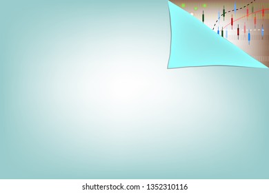 background image of light blue paper sheets with folds and drawings,business affairs,money,stocks in the back