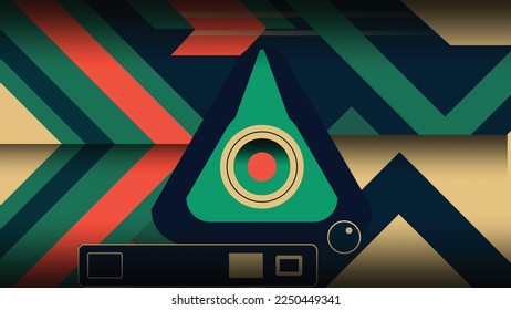 background image with lines and shapes and a vintage object