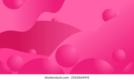 The background image is mainly pink in color tone. It has a pattern of shapes that look like waves and balloons. Different colors are mixed to create depth and softness to the image.