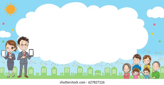The background image and mobile families and staff