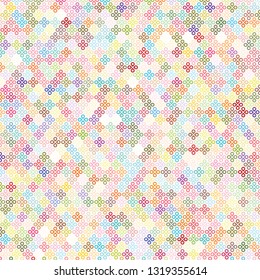 Background image of a multicolored four-leaf clover. Background for fashion, wrapping paper design. Vector illustration.