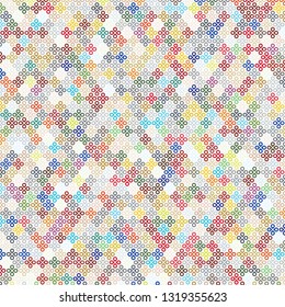 Background image of a multicolored four-leaf clover. Background for fashion, wrapping paper design. Vector illustration.