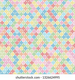 Background image of a multicolored four-leaf clover. Background for fashion, wrapping paper design. Vector illustration.
