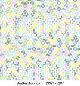 Background image of a multicolored four-leaf clover. Background for fashion, wrapping paper design. Vector illustration.