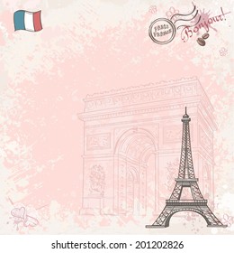Background image on France with Eiffel tower
