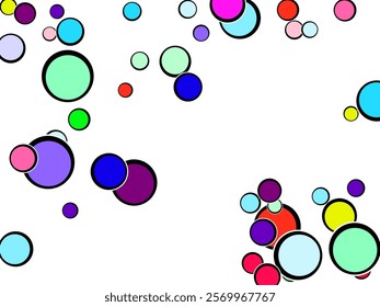 A background image of pastel multi-colored circle dots scattered both large and small. Rainbow colored watercolor confetti top gradient.