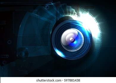 background image of a photographic lens and film