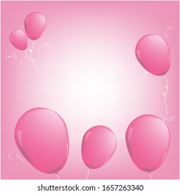Imagen de fondo Globos rosas flotando en el cielo rosa.Vector