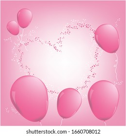 Background image Pink balloons floating in the sky pink.Vector