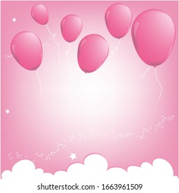 Background image Pink balloons floating in the sky pink.Vector