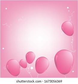 Background image Pink balloons floating in the sky pink.Vector