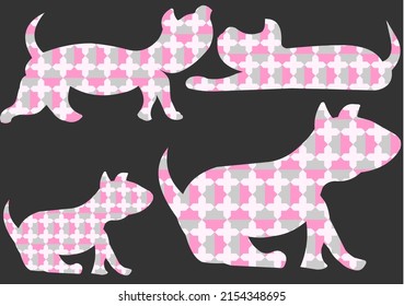 La imagen de fondo está en tonos rosas. La forma de perro se utiliza como imagen para los gráficos.