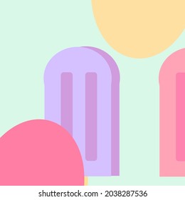 Background image, popsicles and circles, pastel colors, abstract