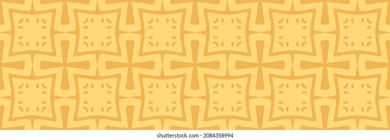 Hintergrundbild mit einfachen Blumenverzierungen auf goldenem Hintergrund für Ihre Gestaltungsprojekte, nahtloses Muster, Tapetentexturen mit flachem Design. Vektorgrafik