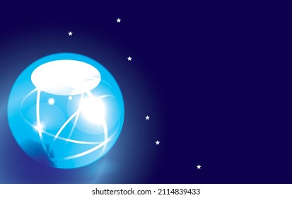 background image with sphere and stars with celestial atmosphere