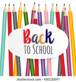 background image for students welcome back to the school. School supplies multicolored pencil, rubber, ruler.