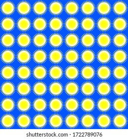 Imagen de fondo con mosaico solar. Patrón sin problemas, escalable, multiplicidad. Sol geométrico plano. Amarillo y blanco sobre fondo negro.