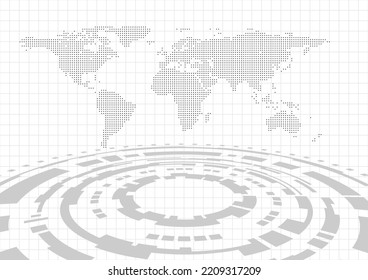 background image technology white world map hi-tech circle eps10