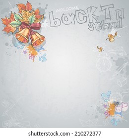 Background image for text with a school bell, autumn leaves