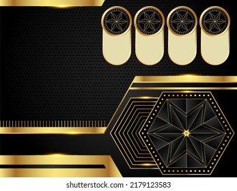 
Ein Hintergrundbild, das geometrische Formen kombiniert, um eine einzigartige Form mit schwarzem Gold als Hauptfarbe der Präsentation zu schaffen.