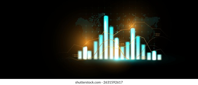 Imagem de fundo da análise de dados de negociação gráfico de tecnologia mercado de ações