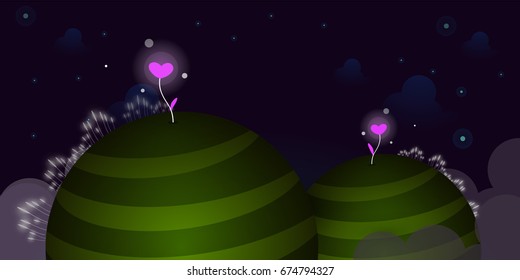 The background image of the twin planets.