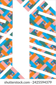 The background image uses grid lines in blue and orange tones, used in walls and graphics.