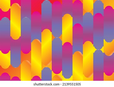 The background image uses orange, magenta, and red shapes to complement each other. Look retro.