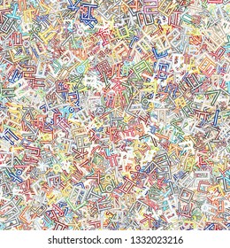 Background image using Korean language(Hangul) alphabet in various colors. Background for fabric, textile, cloth, clothing, shirts, wrapping design. Vector illustration.