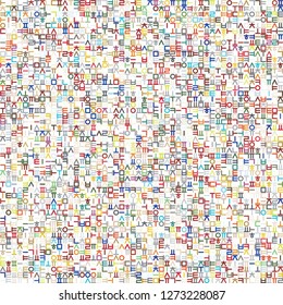 Background image using Korean language(Hangul,Hangeul) alphabet in various colors. Background for fabric, textile, cloth, clothing, shirts,  wrapping design. Vector illustration.
