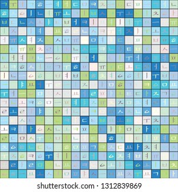 Background image using Korean language(Hangul,Hangeul) alphabet font in various colors. Background for fashion, wrapping design. Vector illustration.