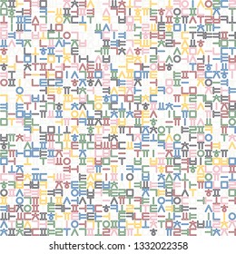 Background image using Korean language(Hangul,Hangeul) alphabet in various colors. Background for fabric, textile, cloth, clothing, shirts, wrapping design. Vector illustration.