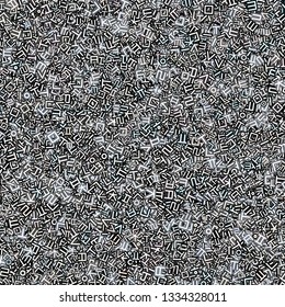 Background image using Korean language(Hangul,Hangeul) alphabet in various colors. Repeated arrangement of characters of various sizes and angles. Background for fabric, textile, wrapping design.