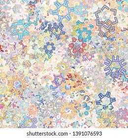 Background image using Korean language(Hangul,Hangeul) alphabet in various colors. Repeated arrangement of characters of various sizes and angles. Background for fabric, textile, wrapping design.