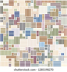 Background image using squares of various colors. Background for fabric, textile, cloth, wrapping design. Vector illustration.
