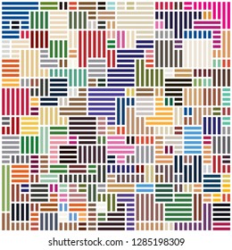 Background image using squares of various colors. Background for fabric, textile, cloth, wrapping design. Vector illustration.
