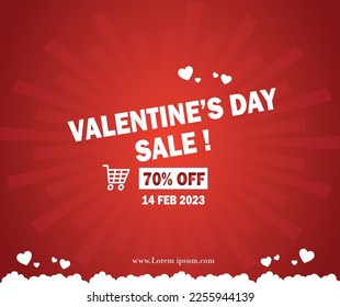 imagen de fondo valentines day Promotion venta 70% de 14 feb 2023 productos de corazón love shopping.