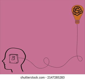 a background image vector of the head along with a switch to turn on the brain for inspiration.