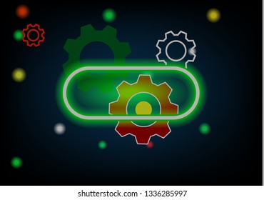background image,neon lights and cogs,text here