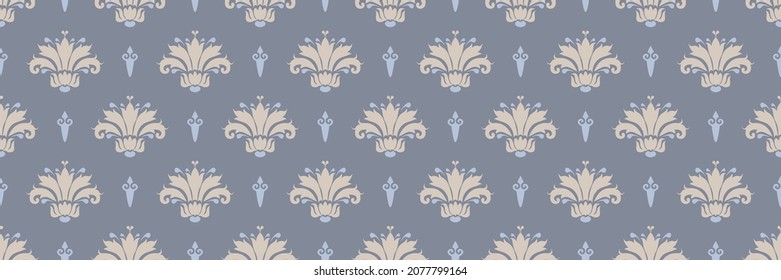 Background images in royal style with floral ornaments on a gray background for your design projects, seamless patterns, wallpaper textures with flat design. Vector illustration