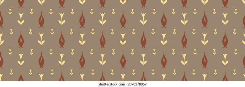 Background images with simple floral patterns on brown background for your design projects, seamless patterns, wallpaper textures with flat design. Vector illustration